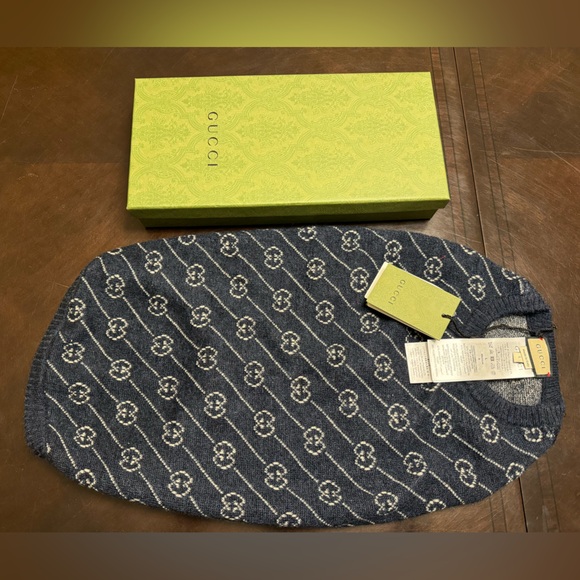 Gucci Other - New Authentic Gucci GG Logo Dog Wool Sweater Vest Blue